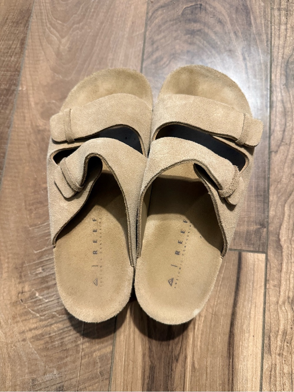 Reef Tan Suede Double-Band Slide platform Sandals